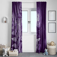 New Zealand Matariki Window Curtain Maori Koru With Humpback Whale Purple LT05 - Polynesian Pride