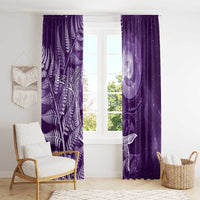 New Zealand Matariki Window Curtain Maori Koru With Humpback Whale Purple LT05 - Polynesian Pride