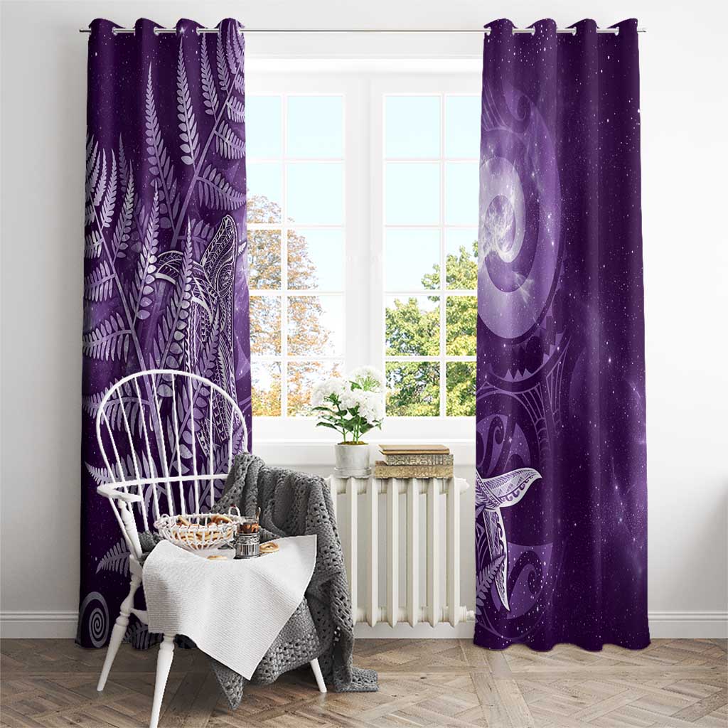 New Zealand Matariki Window Curtain Maori Koru With Humpback Whale Purple LT05 - Polynesian Pride
