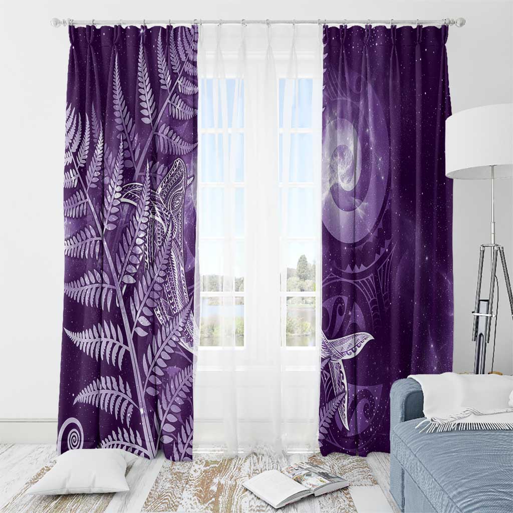New Zealand Matariki Window Curtain Maori Koru With Humpback Whale Purple LT05 - Polynesian Pride
