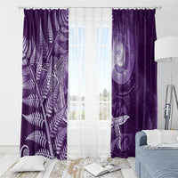New Zealand Matariki Window Curtain Maori Koru With Humpback Whale Purple LT05 - Polynesian Pride