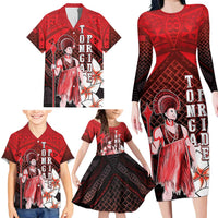 The First King Of Tonga Family Matching Long Sleeve Bodycon Dress and Hawaiian Shirt Tongan Pride
