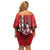 The First King Of Tonga Family Matching Off Shoulder Short Dress and Hawaiian Shirt Tongan Pride