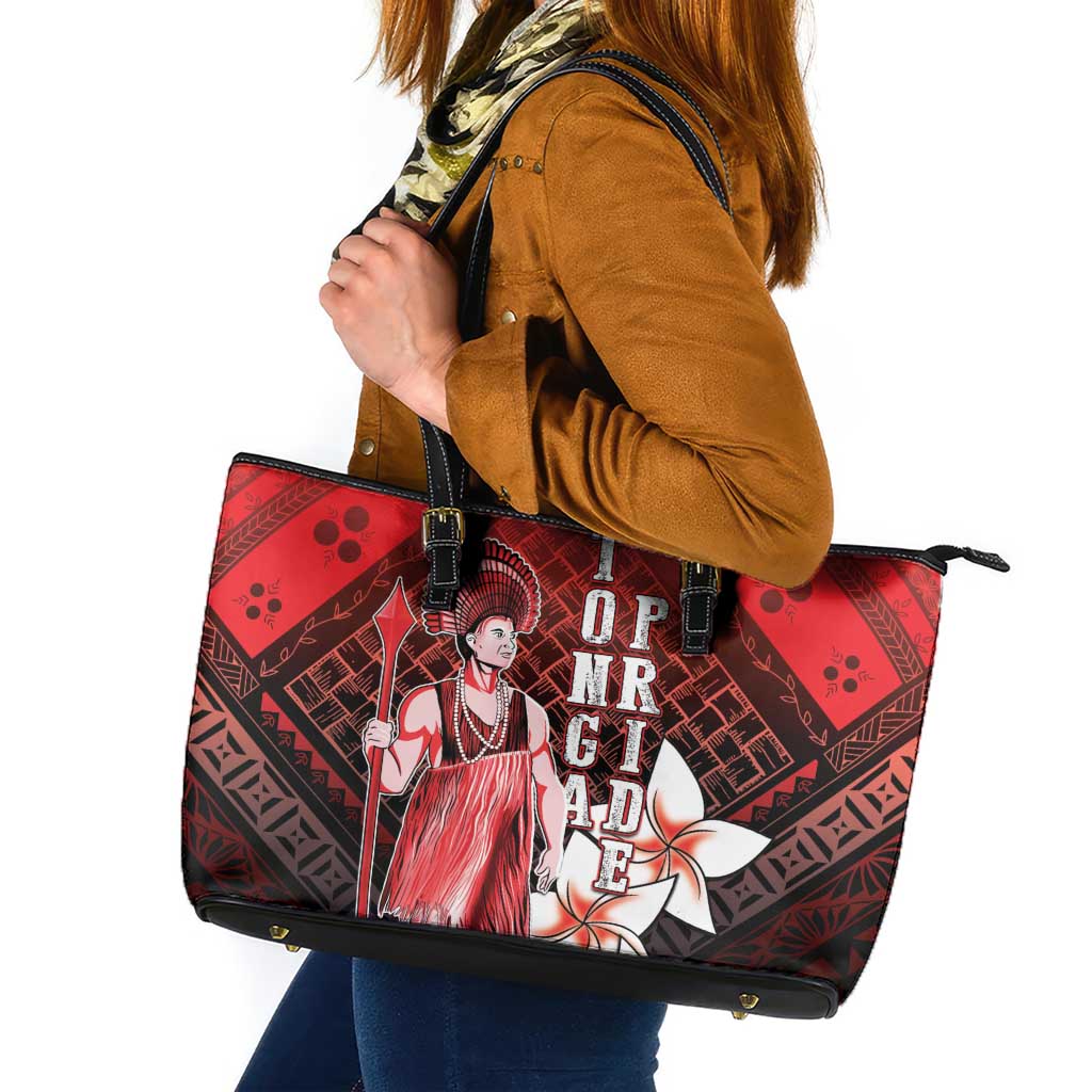 The First King Of Tonga Leather Tote Bag Tongan Pride LT05 Red - Polynesian Pride