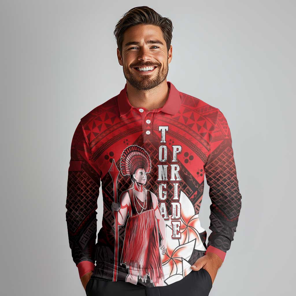 The First King Of Tonga Long Sleeve Polo Shirt Tongan Pride