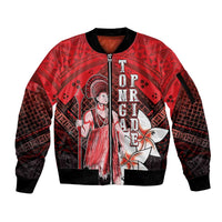 The First King Of Tonga Sleeve Zip Bomber Jacket Tongan Pride