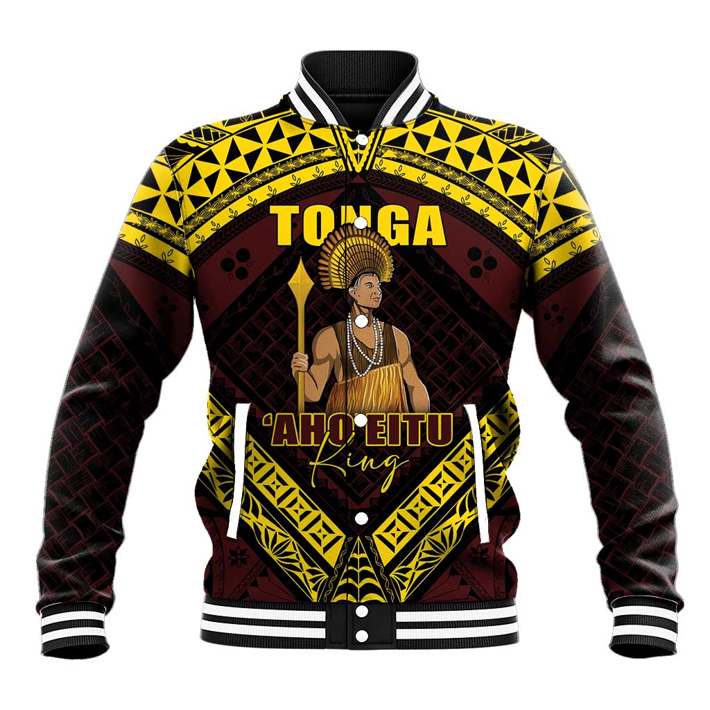 Tonga First King Baseball Jacket Ahoeitu Know Your Roots LT05 Unisex Maroon - Polynesian Pride