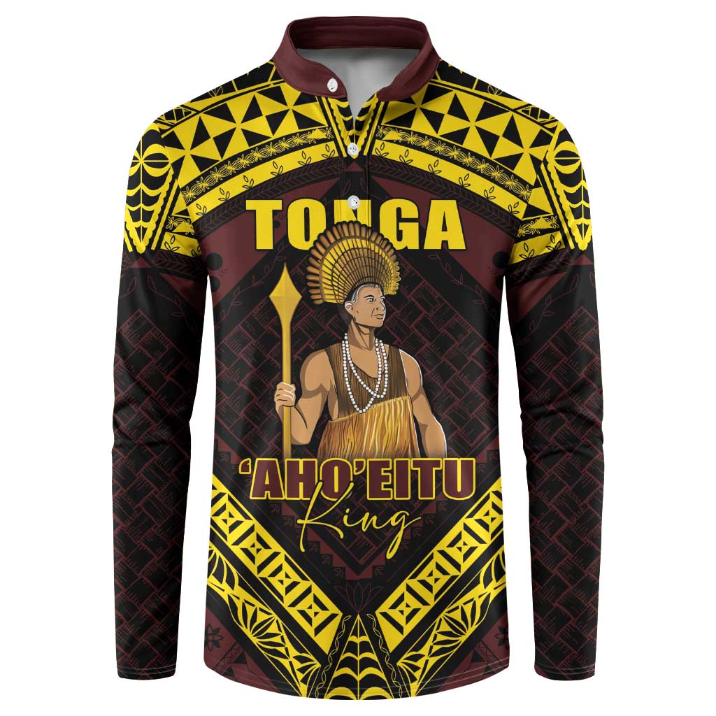 Tonga First King Button Sweatshirt Ahoeitu Know Your Roots LT05 Maroon - Polynesian Pride