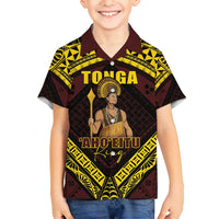 Tonga First King Family Matching Puletasi and Hawaiian Shirt Ahoeitu Know Your Roots LT05 Son's Shirt Maroon - Polynesian Pride
