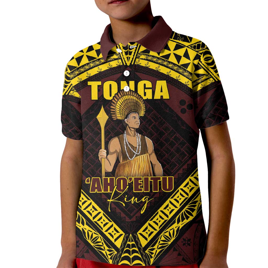 Tonga First King Kid Polo Shirt Ahoeitu Know Your Roots LT05 Kid Maroon - Polynesian Pride