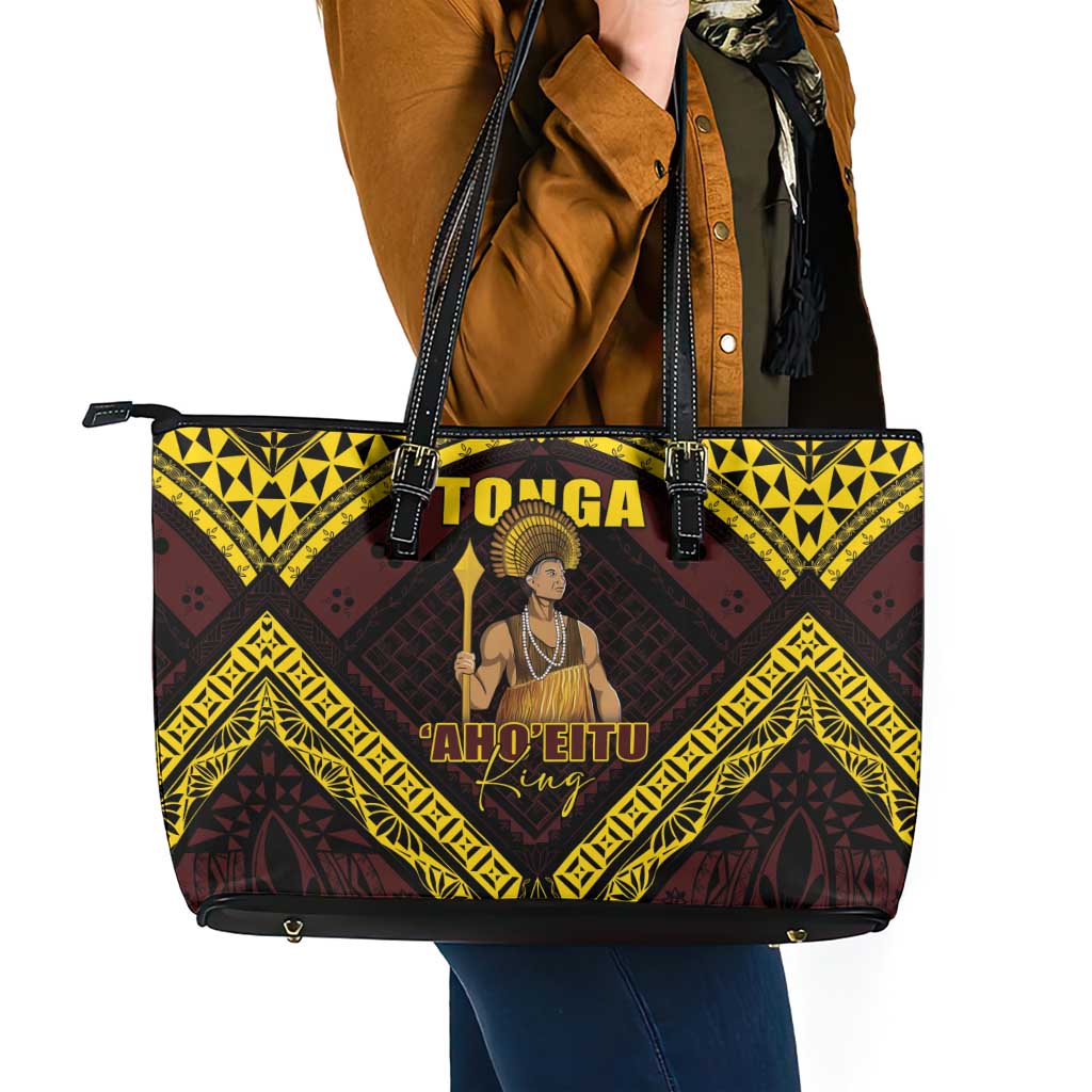Tonga First King Leather Tote Bag Ahoeitu Know Your Roots LT05 - Polynesian Pride
