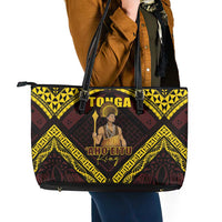 Tonga First King Leather Tote Bag Ahoeitu Know Your Roots LT05 - Polynesian Pride