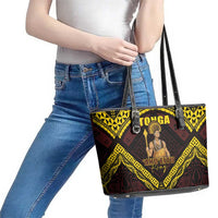 Tonga First King Leather Tote Bag Ahoeitu Know Your Roots LT05 - Polynesian Pride