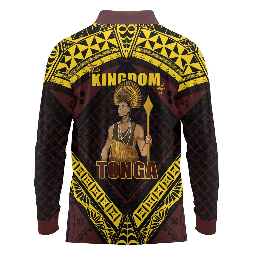 Tonga First King Long Sleeve Polo Shirt Ahoeitu Know Your Roots LT05 - Polynesian Pride