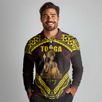 Tonga First King Long Sleeve Polo Shirt Ahoeitu Know Your Roots LT05 - Polynesian Pride