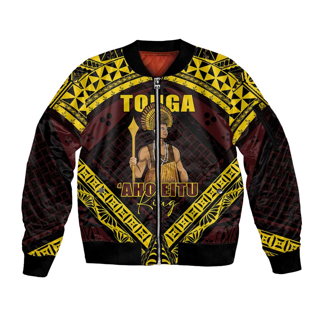 Tonga First King Sleeve Zip Bomber Jacket Ahoeitu Know Your Roots LT05 Unisex Maroon - Polynesian Pride