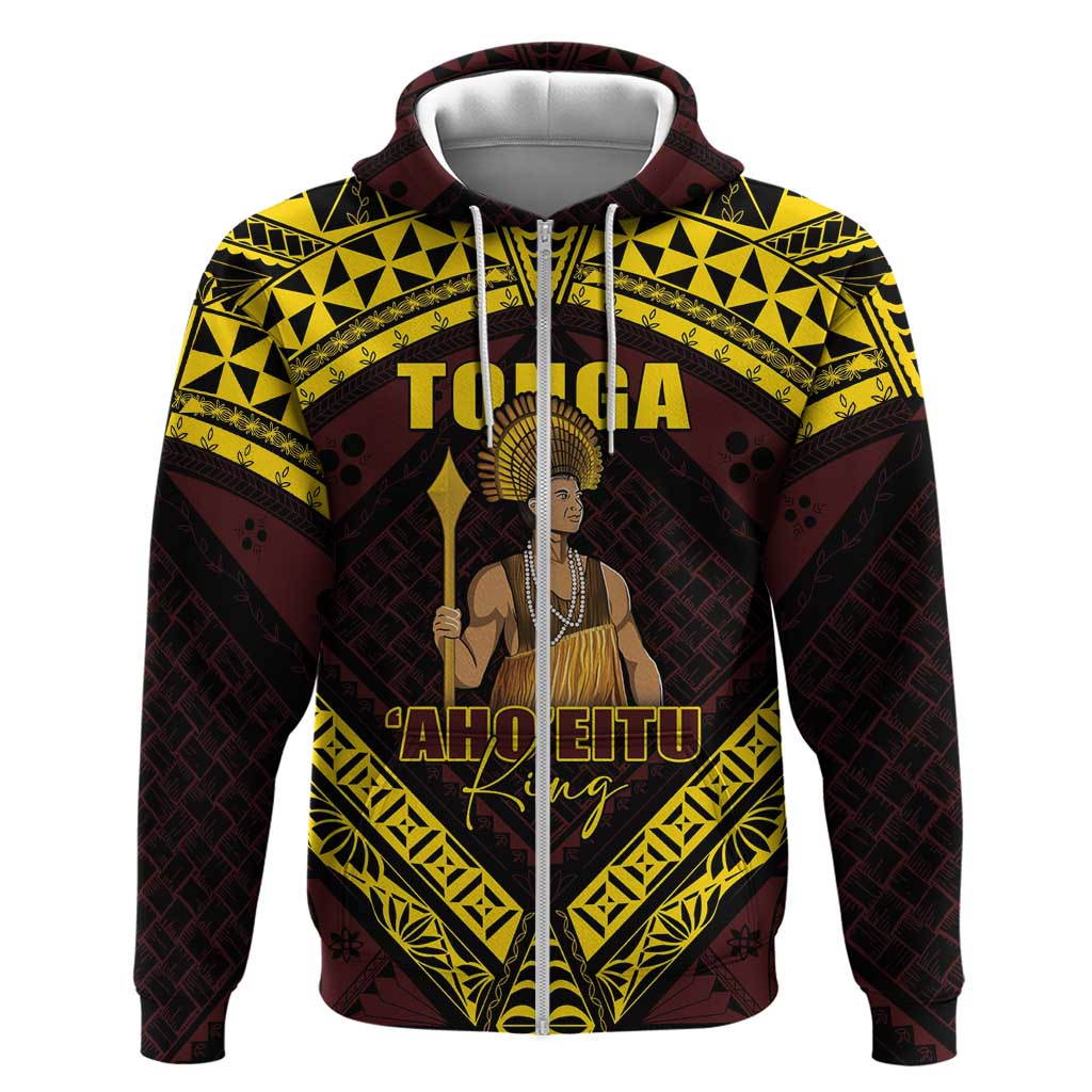 Tonga First King Zip Hoodie Ahoeitu Know Your Roots LT05 Zip Hoodie Maroon - Polynesian Pride