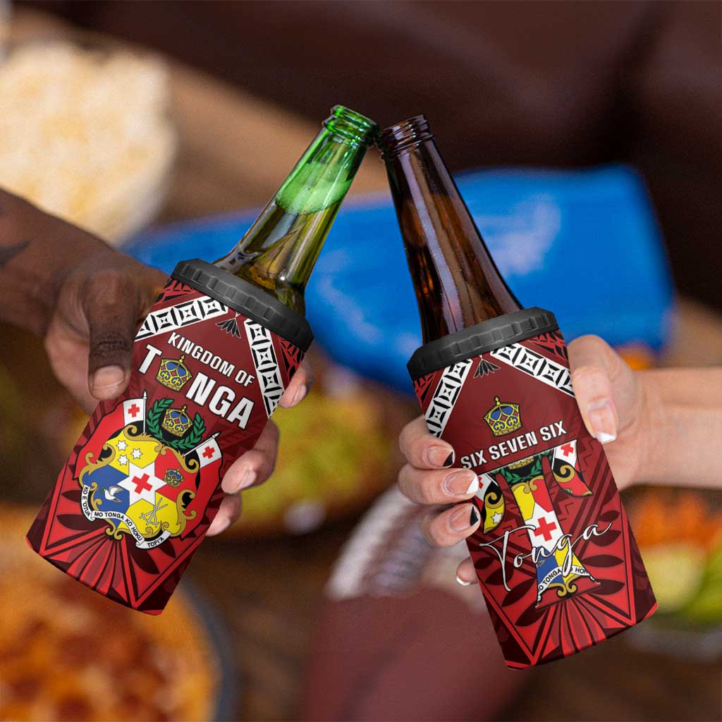 Tonga Emancipation Day 4 in 1 Can Cooler Tumbler Tongan Kupesi Pattern