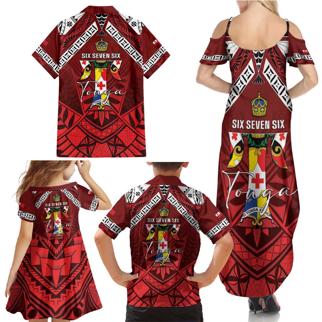 Tonga Emancipation Day Family Matching Summer Maxi Dress and Hawaiian Shirt Tongan Kupesi Pattern
