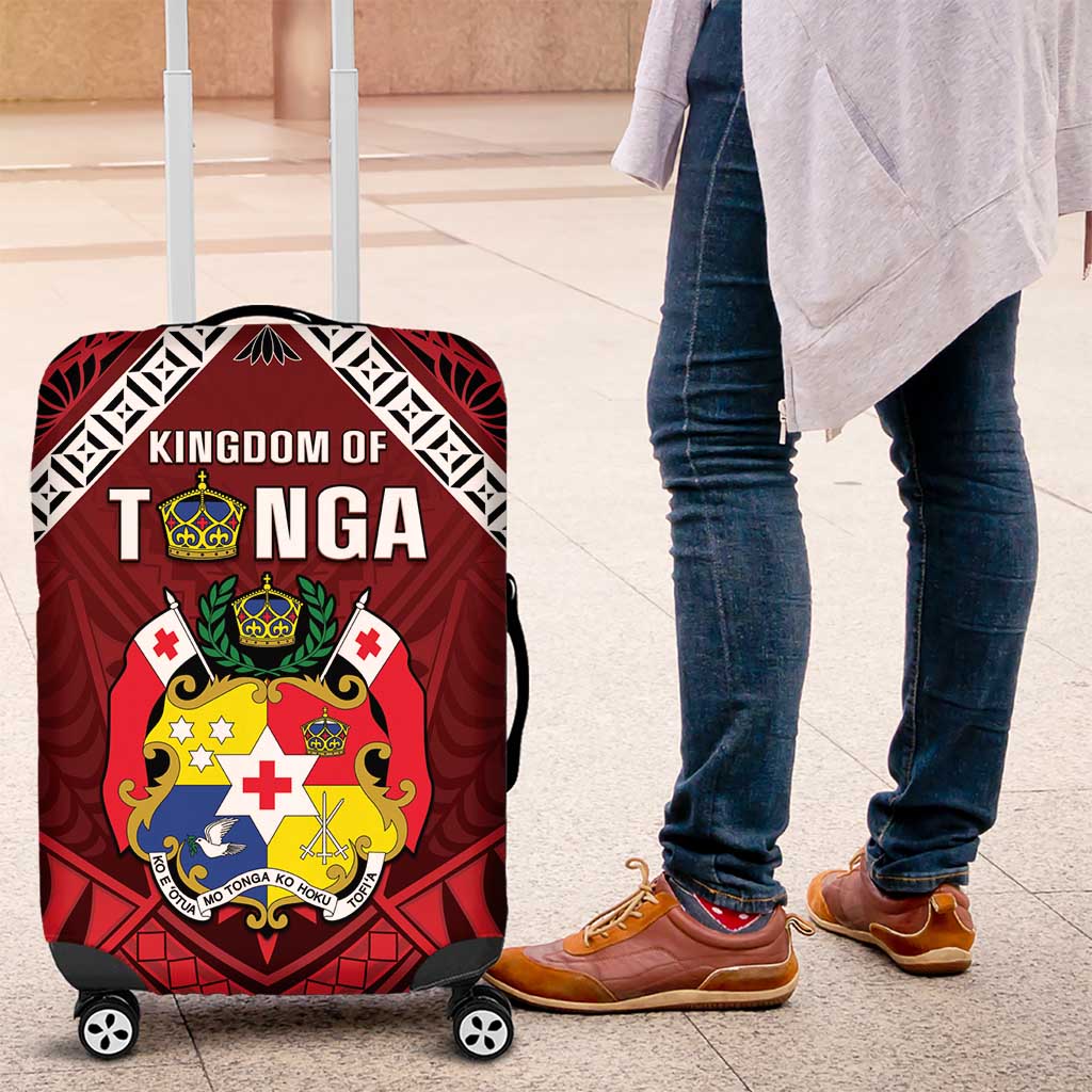 Tonga Emancipation Day Luggage Cover Tongan Kupesi Pattern LT05 Red - Polynesian Pride