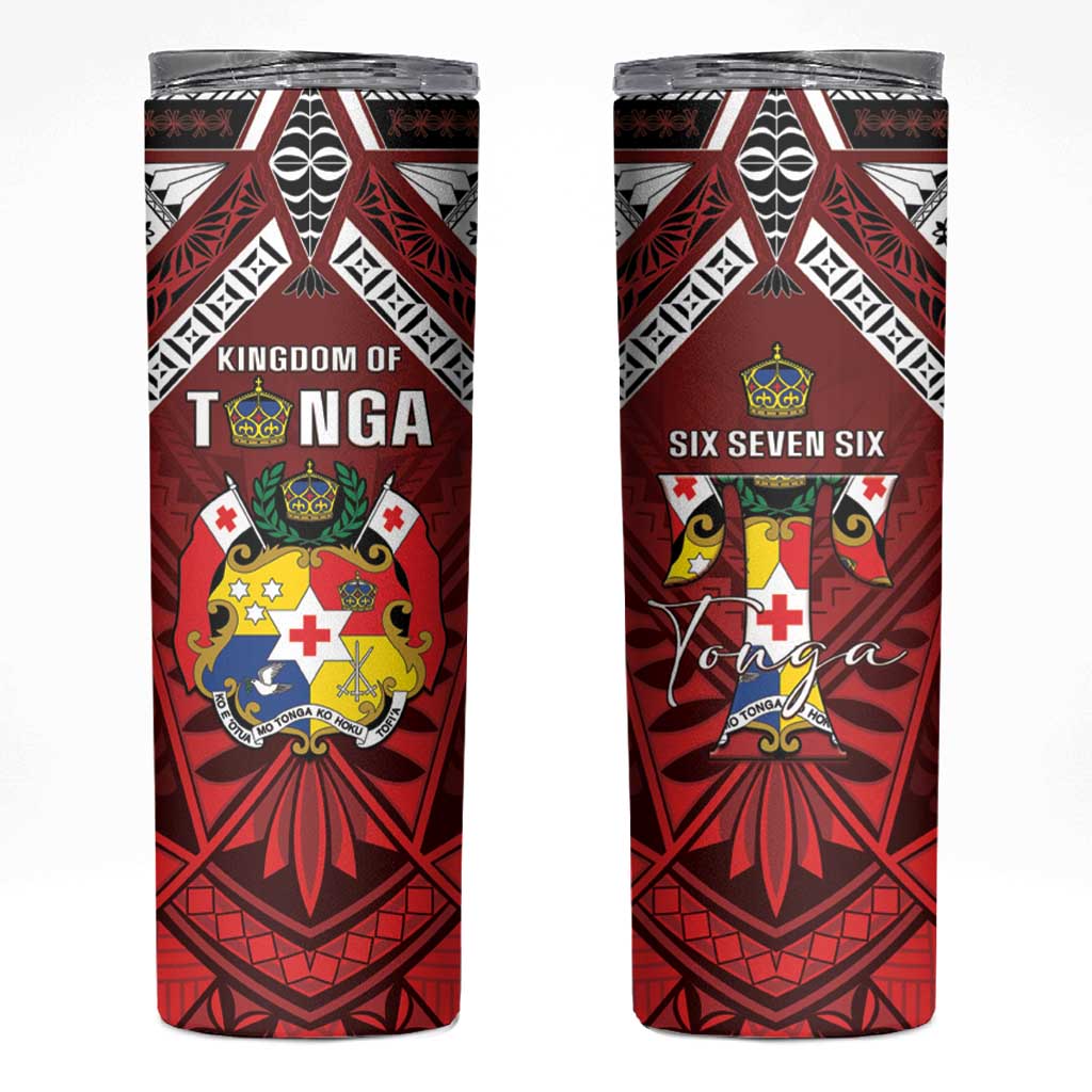 Tonga Emancipation Day Skinny Tumbler Tongan Kupesi Pattern
