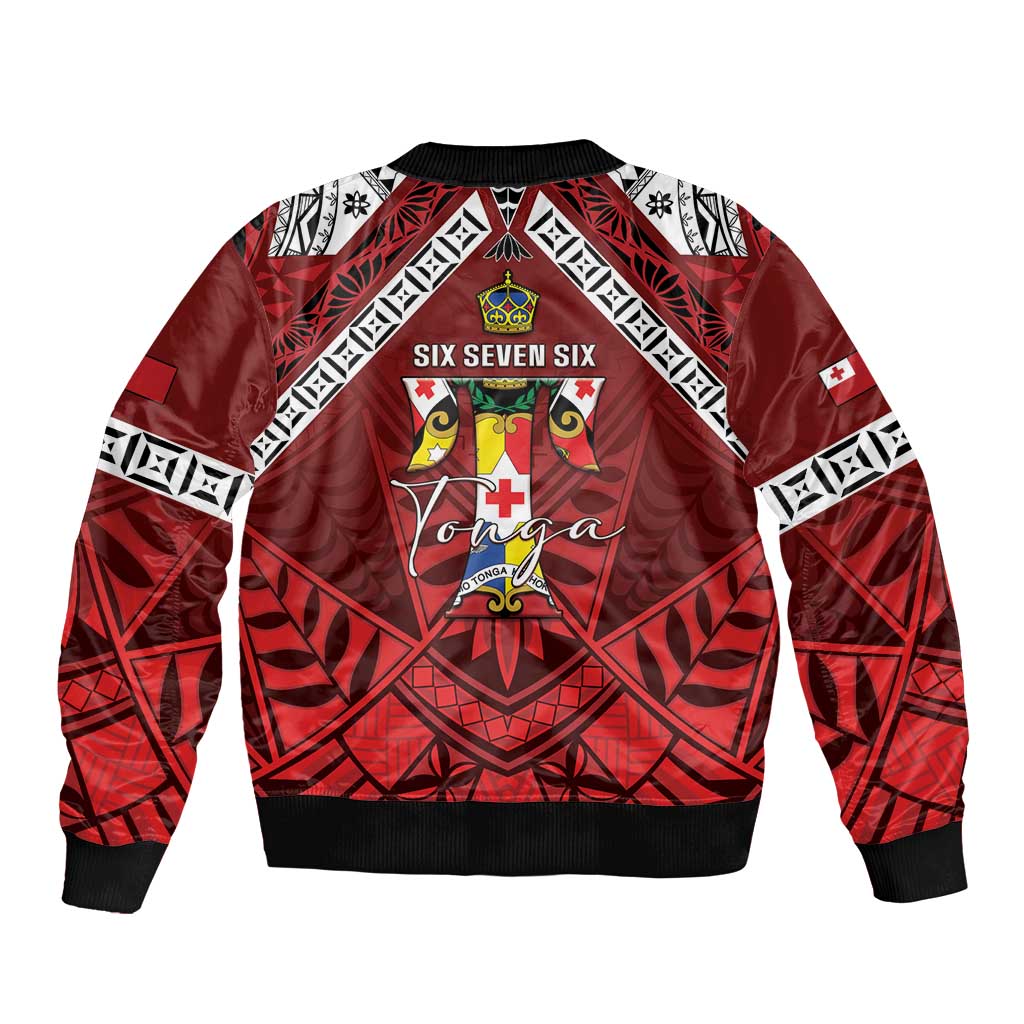 Tonga Emancipation Day Sleeve Zip Bomber Jacket Tongan Kupesi Pattern