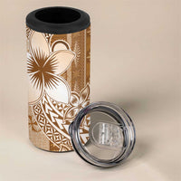 Tonga Kupesi Ngatu 4 in 1 Can Cooler Tumbler Vintage Brown Plumeria