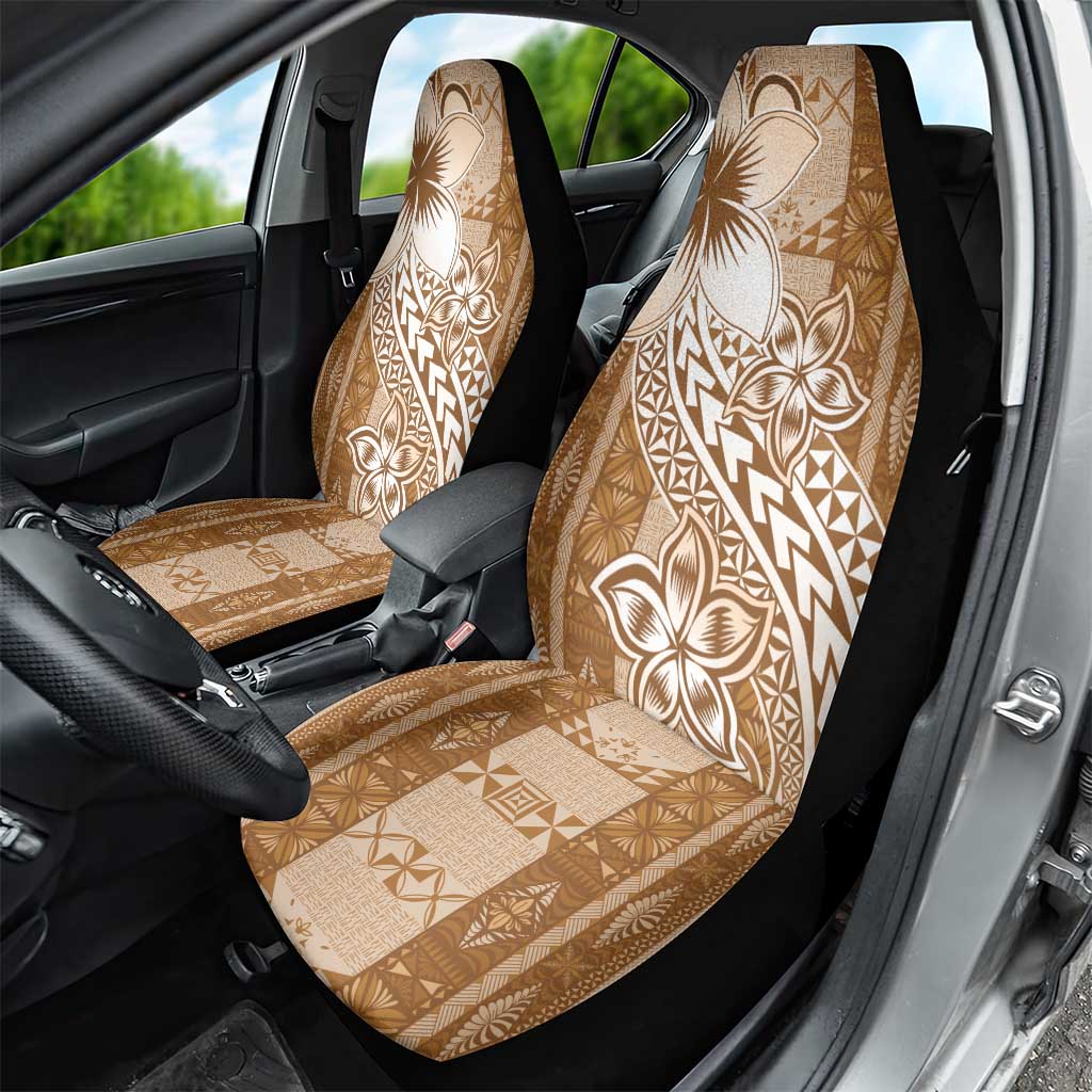 Tonga Kupesi Ngatu Car Seat Cover Vintage Brown Plumeria