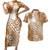Tonga Kupesi Ngatu Couples Matching Short Sleeve Bodycon Dress and Hawaiian Shirt Vintage Brown Plumeria