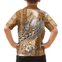 Tonga Kupesi Ngatu Family Matching Long Sleeve Bodycon Dress and Hawaiian Shirt Vintage Brown Plumeria