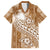 Tonga Kupesi Ngatu Family Matching Summer Maxi Dress and Hawaiian Shirt Vintage Brown Plumeria