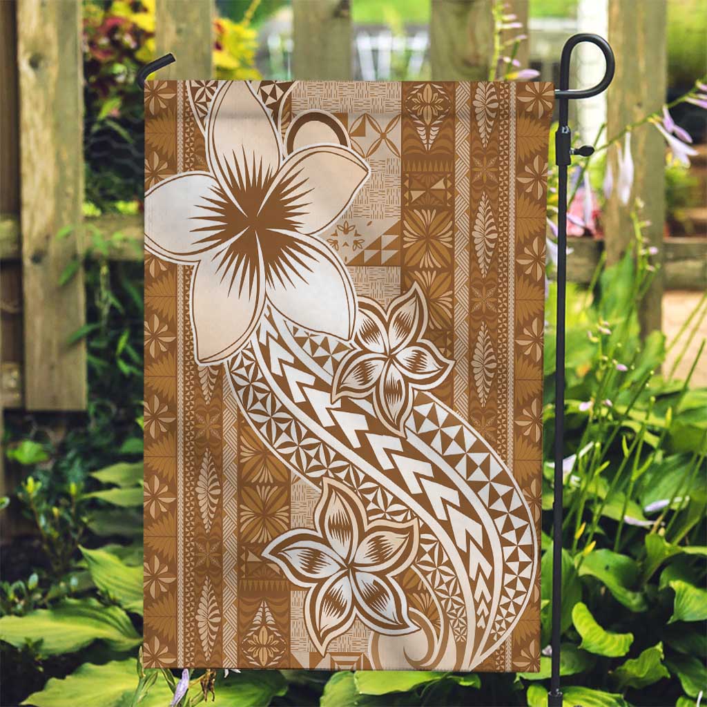 Tonga Kupesi Ngatu Garden Flag Vintage Brown Plumeria