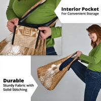 Tonga Kupesi Ngatu Grocery Bag Vintage Brown Plumeria