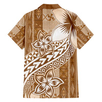 Tonga Kupesi Ngatu Hawaiian Shirt Vintage Brown Plumeria