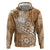 Tonga Kupesi Ngatu Hoodie Vintage Brown Plumeria