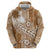Tonga Kupesi Ngatu Hoodie Vintage Brown Plumeria