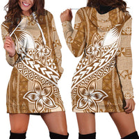 Tonga Kupesi Ngatu Hoodie Dress Vintage Brown Plumeria