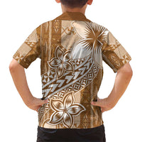 Tonga Kupesi Ngatu Kid Hawaiian Shirt Vintage Brown Plumeria LT05 - Polynesian Pride