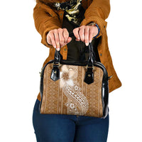 Tonga Kupesi Ngatu Shoulder Handbag Vintage Brown Plumeria