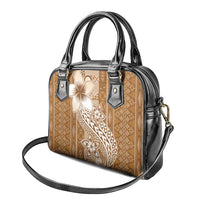Tonga Kupesi Ngatu Shoulder Handbag Vintage Brown Plumeria