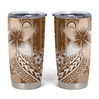 Tonga Kupesi Ngatu Tumbler Cup Vintage Brown Plumeria