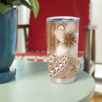 Tonga Kupesi Ngatu Tumbler Cup Vintage Brown Plumeria