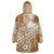 Tonga Kupesi Ngatu Wearable Blanket Hoodie Vintage Brown Plumeria