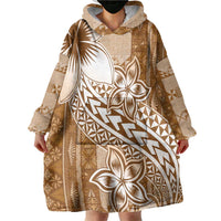 Tonga Kupesi Ngatu Wearable Blanket Hoodie Vintage Brown Plumeria
