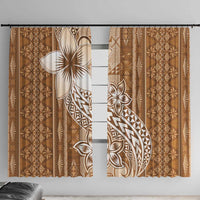 Tonga Kupesi Ngatu Window Curtain Vintage Brown Plumeria