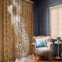 Tonga Kupesi Ngatu Window Curtain Vintage Brown Plumeria