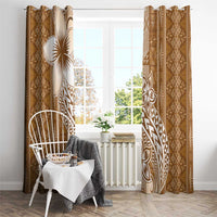 Tonga Kupesi Ngatu Window Curtain Vintage Brown Plumeria