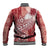 Tonga Kupesi Ngatu Baseball Jacket Vintage Red Plumeria