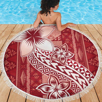 Tonga Kupesi Ngatu Beach Blanket Vintage Red Plumeria