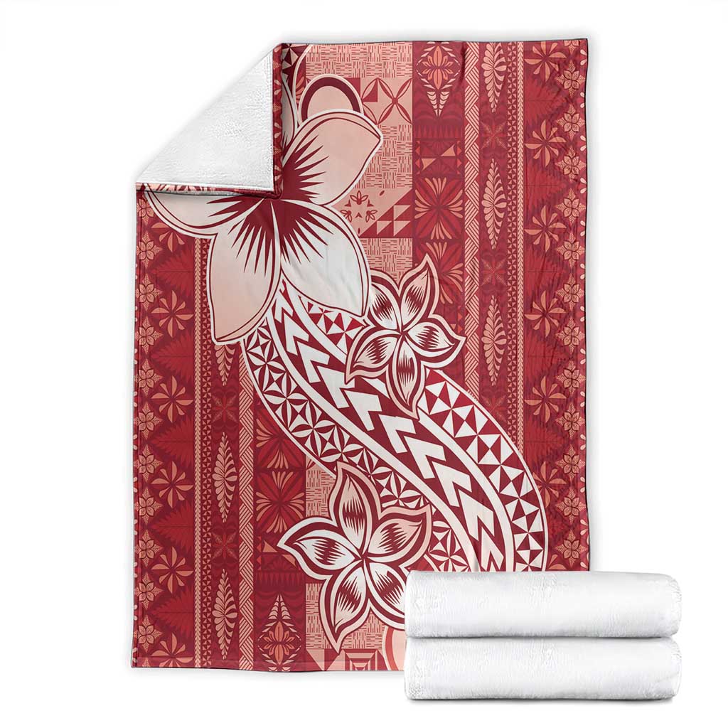 Tonga Kupesi Ngatu Blanket Vintage Red Plumeria